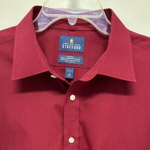 Stafford Travel Men's Maroon Dress Shirt size 18 36/37